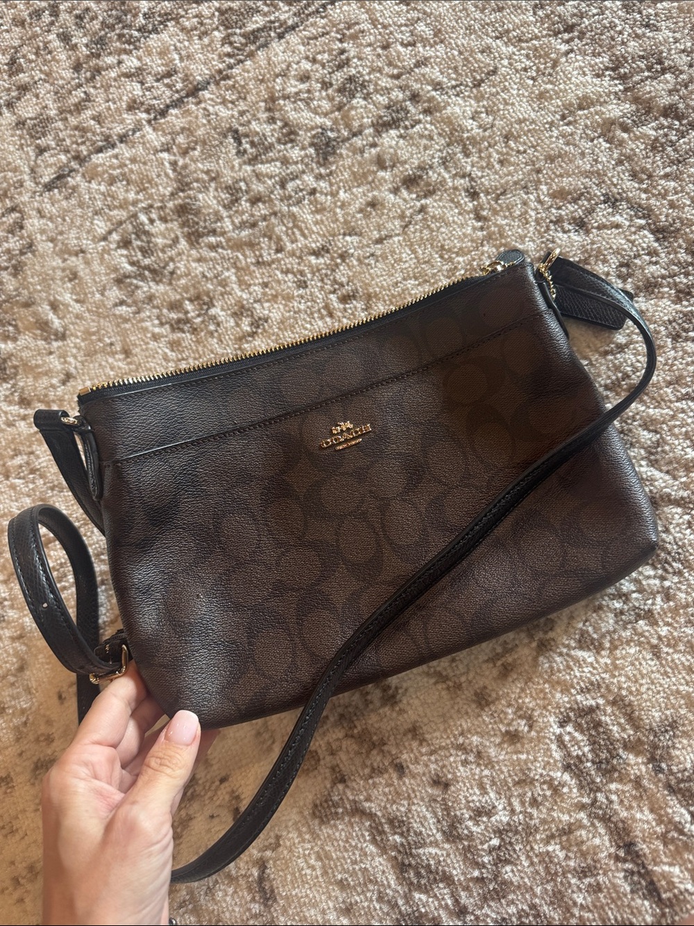 Coach Brown Signature Crossbody with Gold Hardware